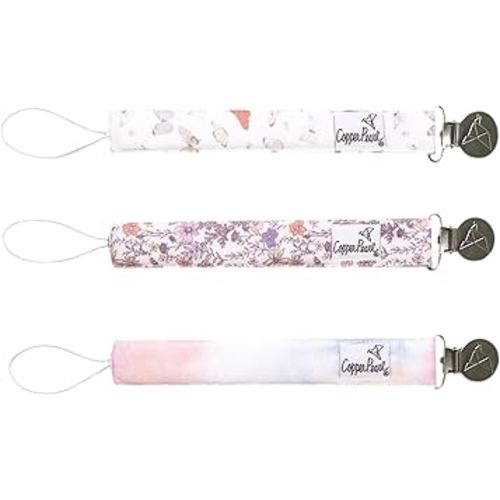 Binky Clip 3 Pack Set "Flora" by Copper Pearl