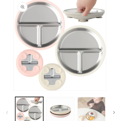 PRE ORDER! Stainless Steel Plate Set of 2 (Tofu & Pearl Blush) – Tots Ground