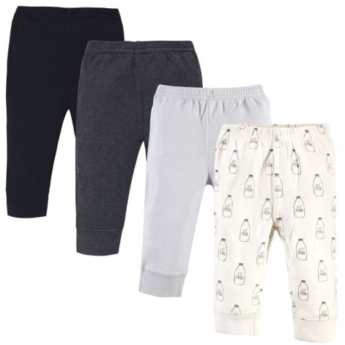 Touched by Nature Baby and Toddler Organic Cotton Pants 4pk, Milk, 0-3 Months