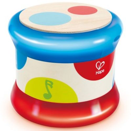Hape: Baby Drum - Red & Blue - Lights & Sounds Wooden Musical Toy,6mo+