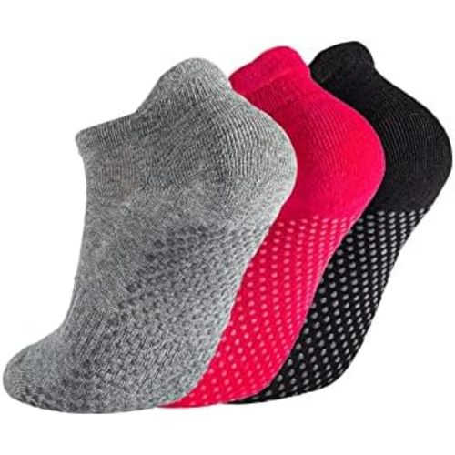 Breslatte Grip Socks Pilates Socks with Grips for Women with Cushion Cotton Non Slip Grippers Womens Gifts