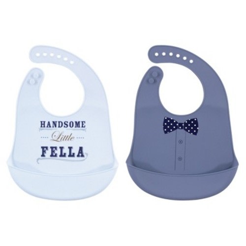 Little Treasure Baby Boy Silicone Bibs 2pk, Handsome Fella, One Size