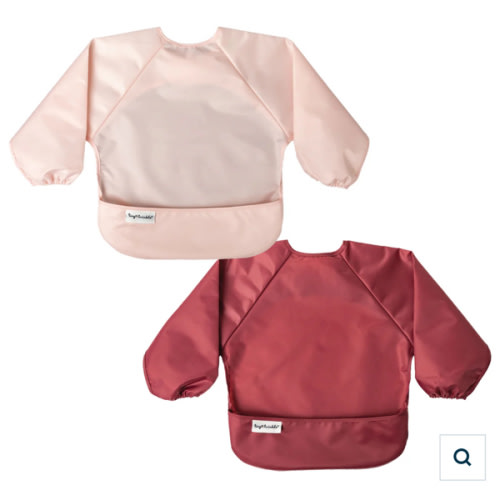Mess-proof Full Sleeve Bibs - 2 Pack Sets | Rose and Burgundy (6-24 months)