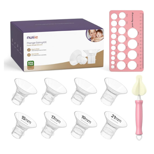 Nuliie 8PCS Flange Sizing Kit 15/17/19/21mm for 24mm Flange/Shield of Most Pumps, Silicone Flanges Insert for Momcozy/Spectra Electric Breast Pump, Pumping Essential Kit for Moms