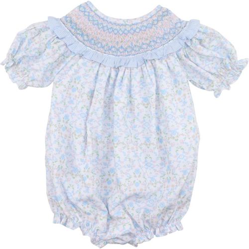 Pink And Blue Smocked Flower Print Bubble