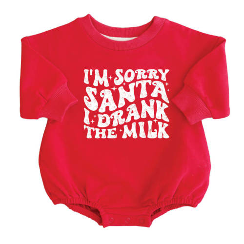 Christmas Sweatshirt Bubble Romper | Berry Red