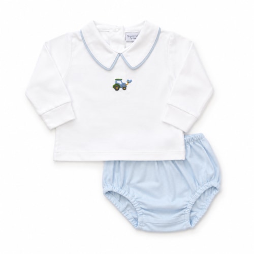 White Mini Tractor LS Diaper Set