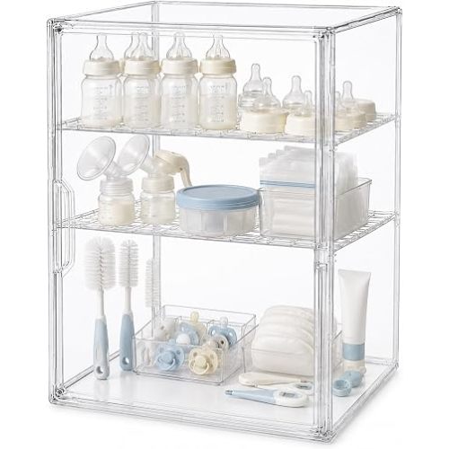 YESGIRL Clear Acrylic Baby Bottle Storage Organizer for Countertop Cabinet