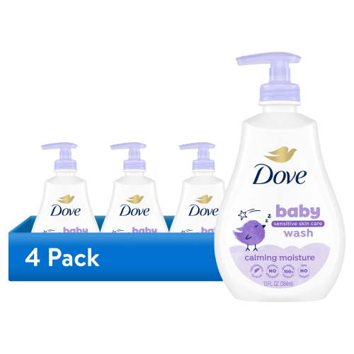 (4 pack) Baby Dove Sensitive Skin Care Baby Wash For a Calming Baby Bath Wash Calming Moisture Hypoallergenic And Tear-Free, Washes Away Bacteria, 13 fl oz