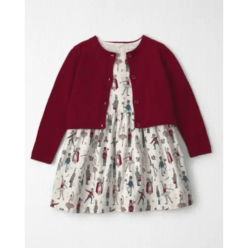 Toddler Girl 2-Piece Organic Cotton Cardigan Dress Set in Nutcracker - Little Planet | Carter's