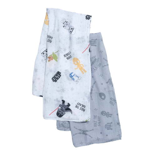 Lambs & Ivy Star Wars 2-Pack Cotton Muslin Newborn Baby Swaddle Blankets