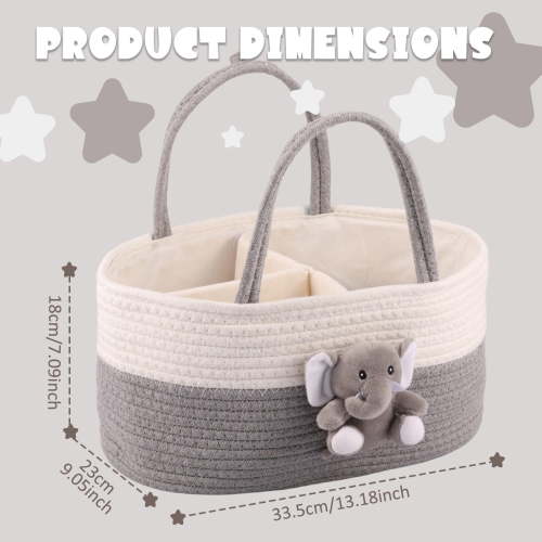 Woven Rope Storage Bin Basket for Newborn Infant Organization Baby Nursery Clothes Toy Hamper and Organizer