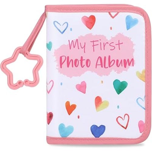 Baby's My First Family Album Soft Photo Cloth Book Pink Heart My First Book of Photos Baby Memory Album Gift Holds 4x6 Pictures for Babies Newborn Toddler & Kids Baby Shower
