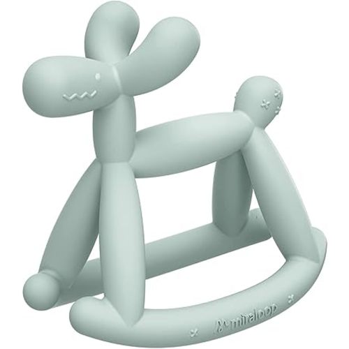 Teething Toy for Baby 0-6, 12, 18 Months Infant, Jellydog Never Drop Food Grade Silicone Rocking Teether, Prevent Choking & Odorless, Less Dust and Hair Adhesion, Baby Gift, Mint Green