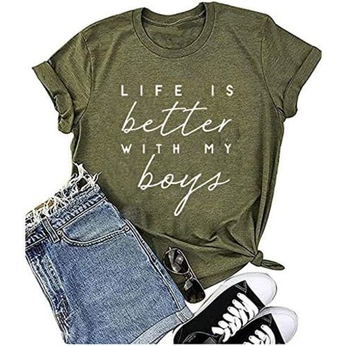 Boy Mom Shirt for Women Mom Shirts Mother Gifts T Shirt Mom of Boys Funny Tops Tees