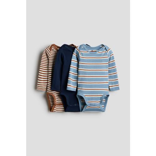 3-PACK COTTON BODYSUITS WITH LAP SHOULDERS