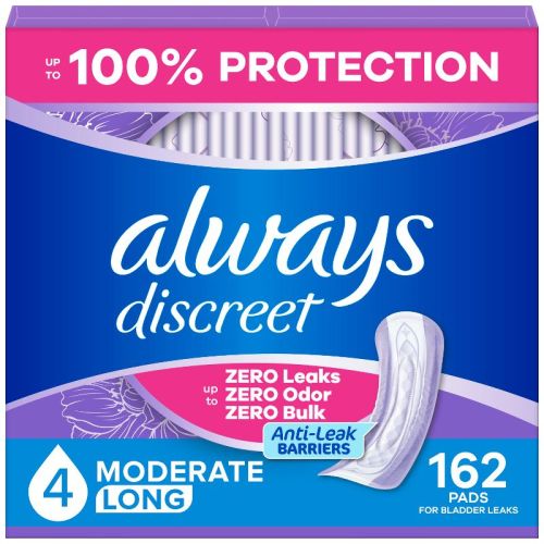 Always Discreet Moderate Long Absorbency 4 Drop Base Pads - 162ct