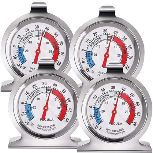 4PACK Refrigerator Thermometer -30-30 deg C/-20-80 deg F, Classic Fridge Thermometer Large Dial with Red Indicator Thermometer for Freezer Refrigerator Cooler