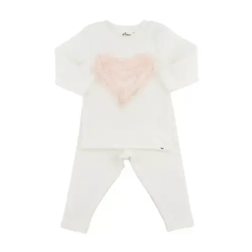 Girls' Ruffle Heart Fleck Tulle Applique 2-Piece Set - sz 3-6