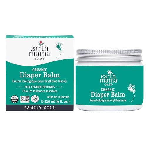 Earth Mama Organic Economy Size Diaper Balm | Diaper Cream for Baby | EWG Verified, Petroleum & Artificial Fragrance-Free with Calendula for Sensitive Skin, 4-Fluid Ounce