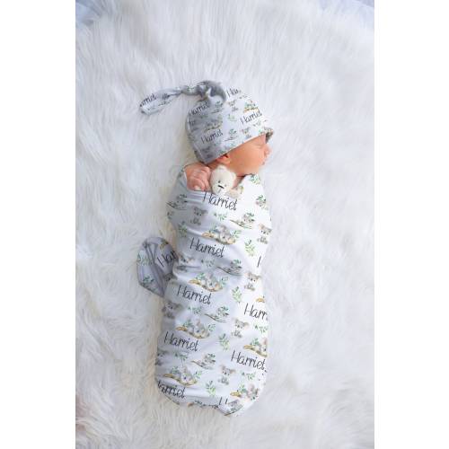 Koala Bear Swaddle Blanket, Newborn Swaddle, Custom Swaddle Blanket, Swaddle Blanket Personalized, Koala Themed Baby Shower Gift, Nursery