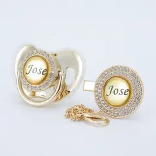 MIYOCAR Custom Gold Bling Baby Pacifier with Personalized Clip Bling Binky for Newborns and Babies gold pacifier - TikTok Shop