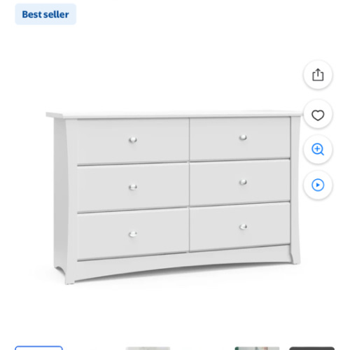 Storkcraft Crescent 6 Drawer Children's Nursery Double Dresser, White - Walmart.com