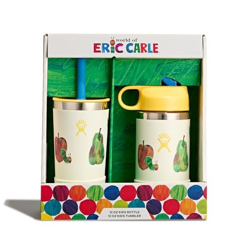 Hydro Flask Kids Water Bottle and Tumbler Bundle Set for School - Stainless Steel and Insulated with Straw Cap - 12 Oz World of Eric Carle™ Fruit