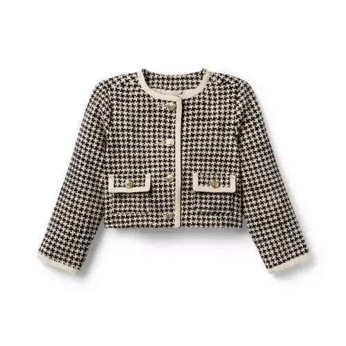 Girl Oat Biscuit Houndstooth The Houndstooth Tweed Jacket by Janie and Jack