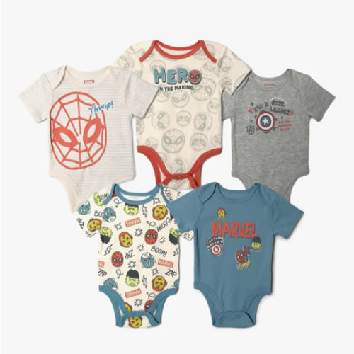 Marvel Avengers Baby 5 Pack Bodysuits Newborn to Infant Sizes (Newborn - 24 Months)