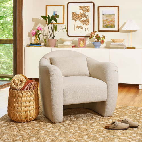 Beautiful Barrymore Teddy Accent Chair by Drew Barrymore, Cream Tweed