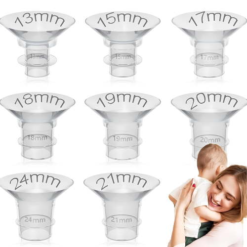 XIRQI 4 Pcs 19mm Breast Pump Flange Inserts Sizing Kit Compatible with Breast Pump 24mm Shields/Flanges, Reduce 24mm Nipple Tunnel Down to 19 mm