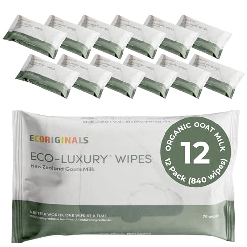 Ecoriginals - 12 Pack of Wet Wipes - Biodegradable Baby Wipes with New Zealand Goat Milk, 99.7% New Zealand Purified Water - Sensitive Baby Wipes - Baby Essentials for Babies, 12 Pack (840 wipes)