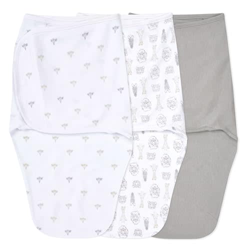 aden + anais Easy Swaddle Wrap, Newborn Wearable Swaddle Blanket, Adjustable Fasteners, 100% Cotton, 3 Pack, 0-3 Months, On Safari