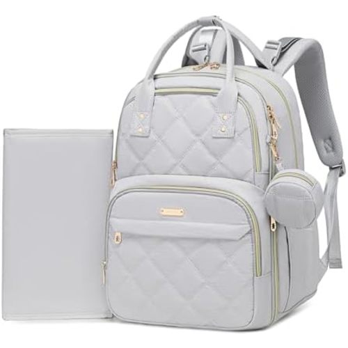 Large Diaper Bag Backpack with Changing Pad & Pacifier Case, Gray