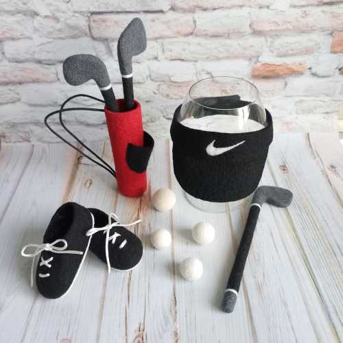 Newborn Felted golf set Felt golf club Golf ball Newborn golfer Felted sport props Felted decor prop Newborn Photography props Felted Props