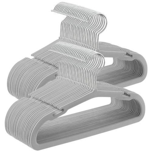 Baby Hangers 50 Pack, 11 x 6.9 Inches, Non-Slip Velvet Kids Hangers for Closet, Space-Saving, Wide Shoulder Notches, Dove Gray