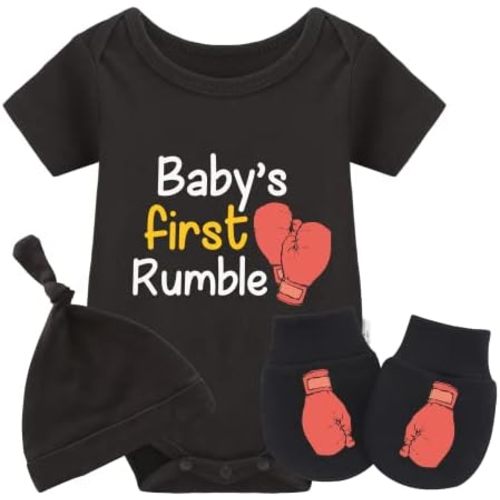 YSCULBUTOL Twins Bodysuits - Baby First Rumble Infant Clothes Unisex Twin Romper Outfits With Hat