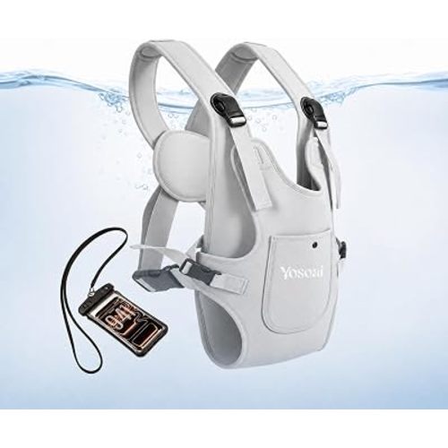 Premium Neoprene Water Baby Carrier, Safer Wider 50mm Strap & 60mm Slide Lock Buckle, Ergonomic X+H Back Support, Quick Dry Land & Water Baby Carrier with Waterproof Phone Pouch