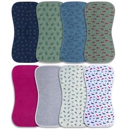 Benoxine Baby Boy Burp Cloths, Organic Cotton, Absorbent, Hypoallergenic, 8-Pack