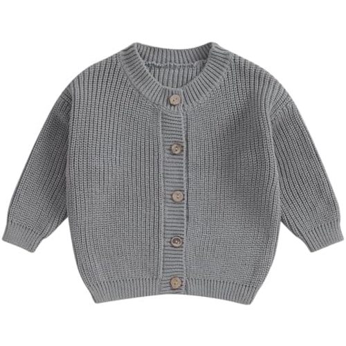 Newborn Baby Girl Boy Cute Long Sleeve Button Up Cardigan Toddler Knit Sweater Infant Fall Winter Clothes