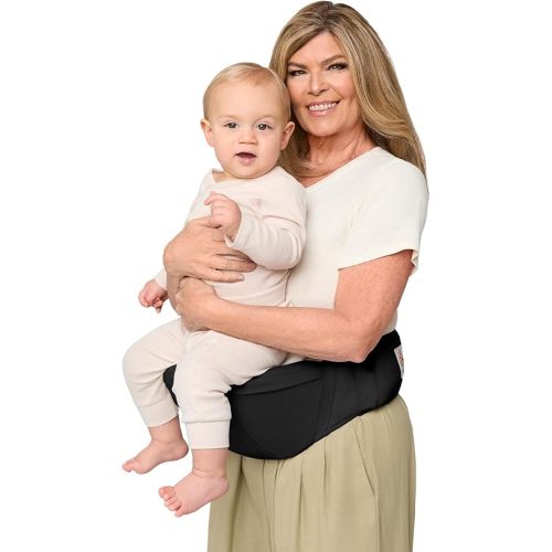 Ergobaby Ergonomic Baby Carrier Hip Seat with Storage, Comfortable Wide Waistbelt and Lumbar Support (17-45 lb) from The Brand Leader in Carriers, Lift Hip Seat, Onyx Black