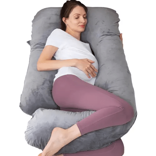MOON PINE Pregnancy Pillow, U Shaped Full Body Pillow for Maternity Support, Sleeping Pillow with Cover for Pregnant Women (Dark Grey)
