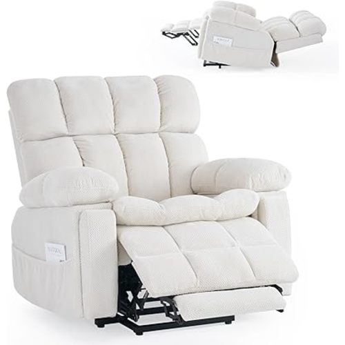 Dual Motor Power Lift Recliner Chair for Elderly,Electric Lift Chair with Adjustable Headrest, Heat and Massage,Lay Flat Recliner with Storage, Cup Holders,USB Ports,Type C,Zero Gravity, Beige