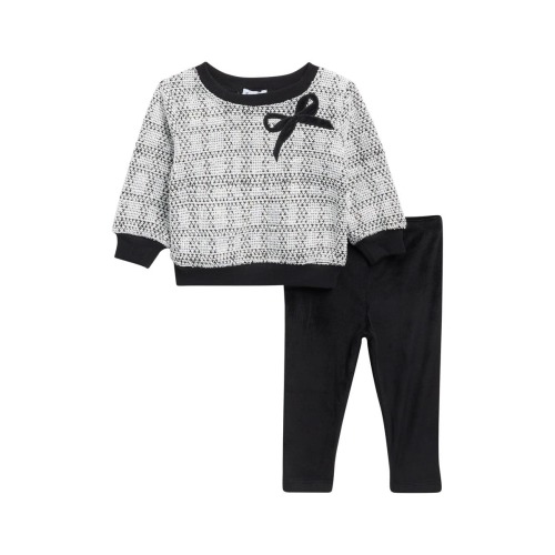 Bow Tweed Sweatshirt & Leggings Set