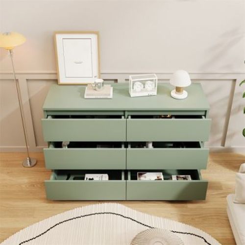 6-Drawer Dresser，Nursery & Kids Storage, Nursery Essentials, Kids Room Storage, Durable Bedroom Dresser Green