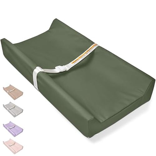 Vegan Leather Baby Changing Pad - Diaper Wipeable Changing Pad, Waterproof Cover Changing Mat for Dresser and Table,Taupe (Dark Green)