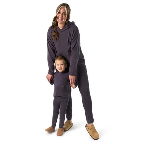 Mommy & Me 2-Piece Dark Grey Hooded Waffle Viscose Top & Legging Bundle