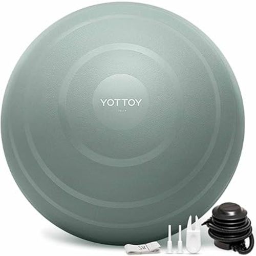 YOTTOY Anti-Burst Exercise Ball for Working Out, Yoga & Pregnancy, Extra Thick Workout Ball for Physical Therapy & Fitness