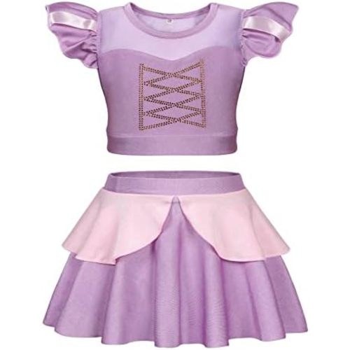 WonderBabe Girls Princess Two Piece Swimsuit Kids Bathing Suits Ruffles Fancy Swimwear Surf Beach Summer Swimming Tankini Set